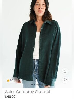 CJLA Adler Corduroy Shacket in Deep Forest Green